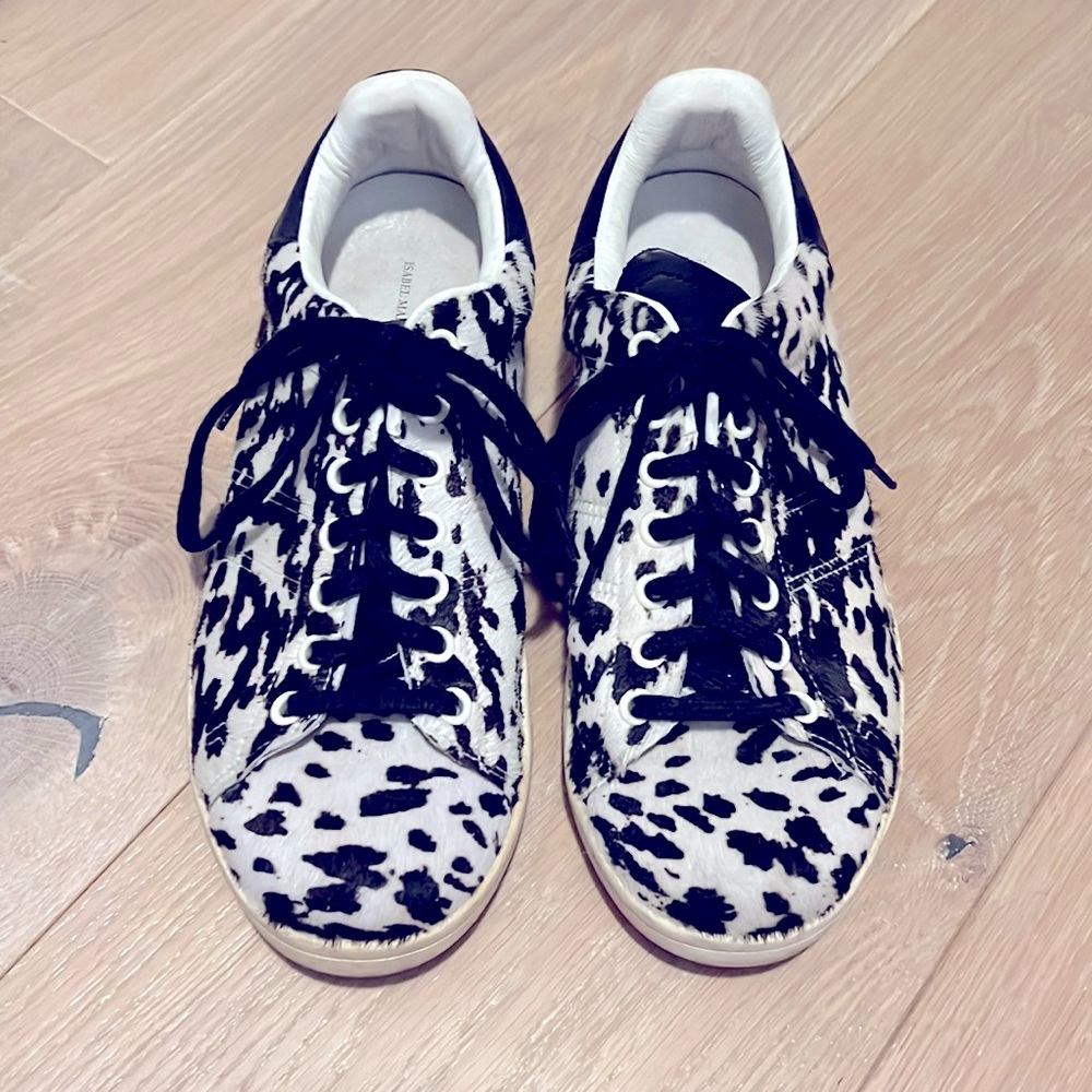 Isabel Marant pony hair sneakers.